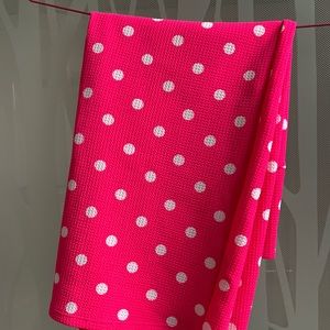 Pink and white polka dot pencil skirt